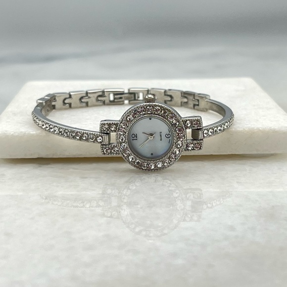 Gorgeous Silver Watch with Face Surrounded by Crystals - Picture 2 of 6